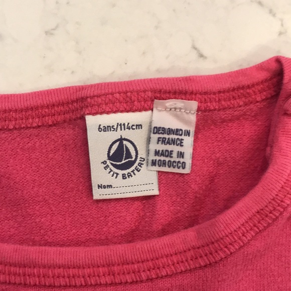 Petite Bateau Pink and Green Striped Long Sleeve Cotton Top - Size 6 - Picture 4 of 5